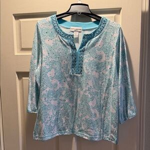 Cathy Daniels Women's Aqua Paisley Tunic